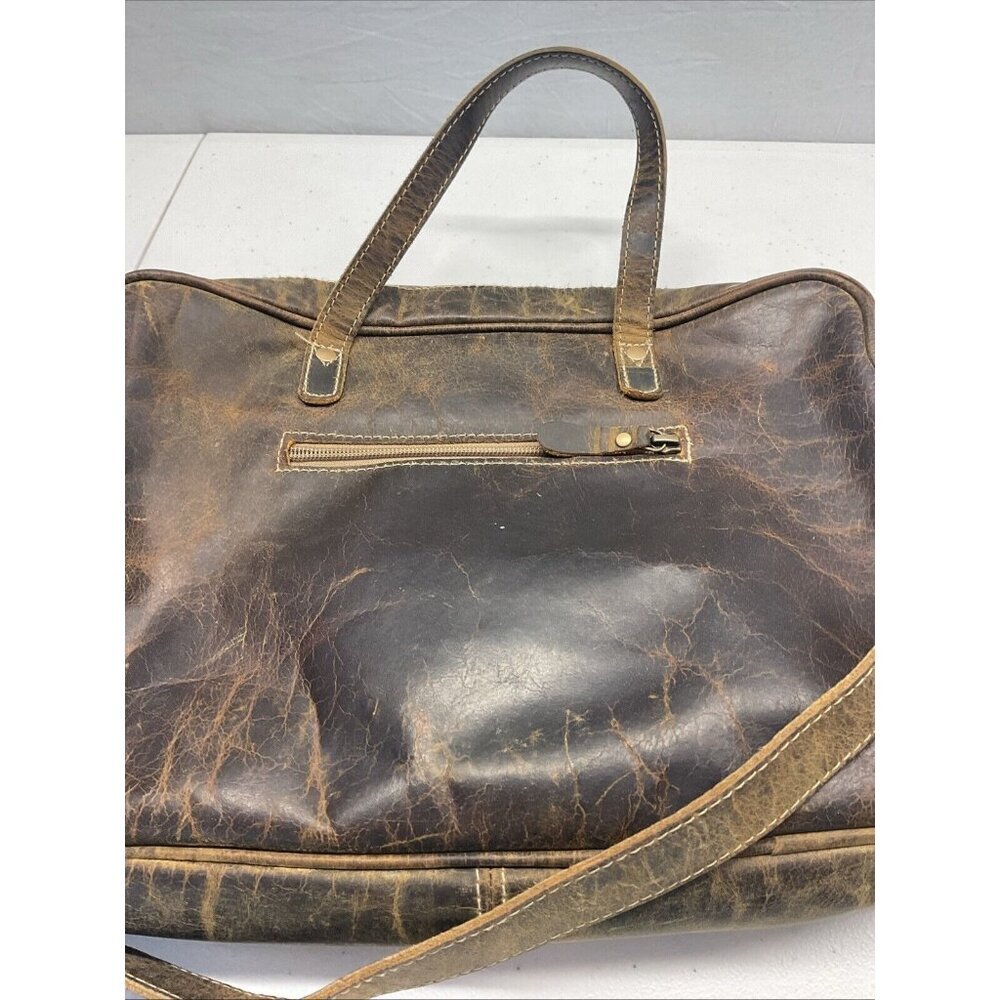 Myra Bag Serenity Leather leopard print Cowhide Laptop Bag 10"x14" - Picture 5 of 9